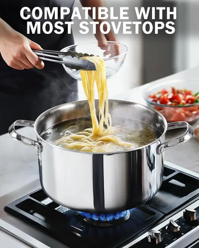 Miniatura 3 de Cooks Standard Olla para Caldo de Acero Inoxidable Multi-Capa, Olla Holandesa de 7 Cuartos para Cocinar Pasta y Enlatado con Tapa, Olla Profunda
