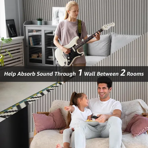 Miniatura 7 de Art3dwallpanels Paquete de 10 paneles acústicos, paneles de pared insonorizados de 48 x 12 x 0.35 pulgadas, autoadhesivos de alta densidad que