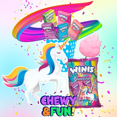 Miniatura 5 de Winis Unicorn Chewy Taffy Pops Sabor de algodón de azúcar Tamaño compartido de 4.3 onzas bolsa – 15 piezas Regalos, vacaciones, fiestas