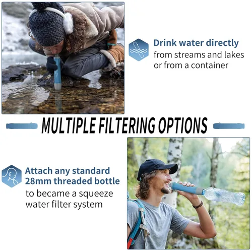 Miniatura 4 de Yuclet YWF01 Popote de Filtro Personal para Bebidas de Supervivencia, Purificador de Agua Portátil, Sistema de Filtración, Equipo y Suministros