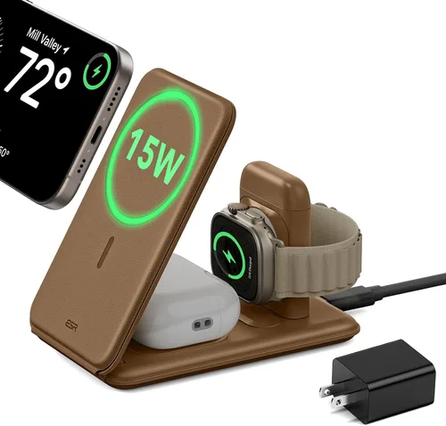 Miniatura 10 de ESR Estación de Carga 3 en 1 para Apple, Cargador Certificado para Apple Watch, Soporte de Cargador MagSafe de 15W para iPhone, Cargador de Viaje