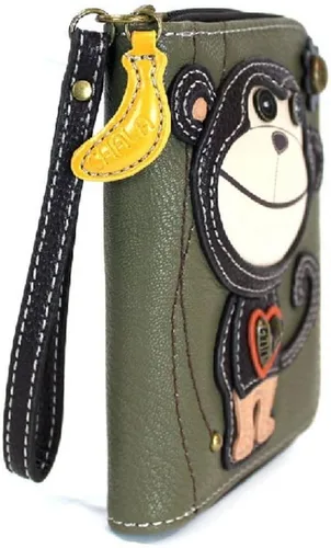 Miniatura 2 de Chala Monkey - Cartera de pulsera con cremallera, Oliva oscuro