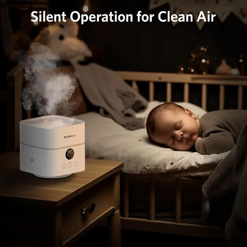 Miniatura 7 de Purificador de Aire y Humidificador Combo para Dormitorio, Cubre hasta 200 pies², Filtro H13 HEPA Verdadero, Tanque de Agua de 500ML, Difusor