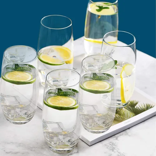 Miniatura 5 de Juego de 6 vasos para beber, vasos de agua de cristal de alta calidad, vasos de vidrio para agua, jugo, bebidas, mojito, tragos mixtos, juego