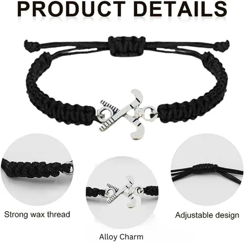 Miniatura 5 de Pulsera con dije de hockey sobre hierba Sportybella - Ajustable para niñas con dije de palo, joyería regalo para jugadoras, equipos y entrenadores