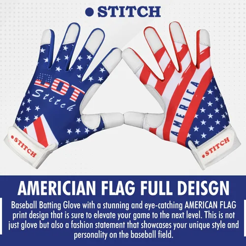 Miniatura 7 de Guantes de bateo con la bandera estadounidense, guantes de sóftbol para hombre, bandera de Estados Unidos, guantes de bateo de béisbol para hombres
