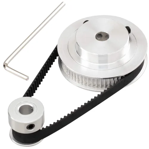 Miniatura 8 de PAGOW Rueda síncrona GT2 20 y 60 dientes de diámetro de 0.197 in, polea de distribución de aluminio con longitud 7.874 in de ancho y correa de 0.236