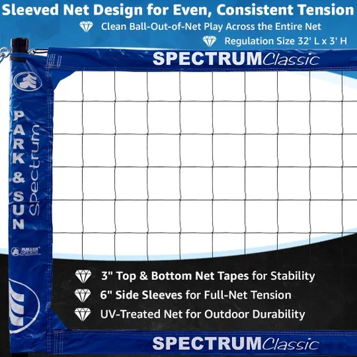Miniatura 2 de Park & Sun Sports Spectrum Classic: Sistema de red de voleibol profesional ajustable para exteriores Azul denim