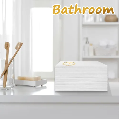 Miniatura 6 de 100 servilletas desechables con monograma de oro, toallas de mano decorativas con letra H, servilletas de cena para invitados, toallas de mano