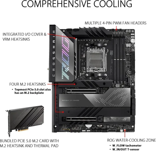 Miniatura 3 de ASUS ROG Crosshair X670E Hero AMD X670 AM5 Ryzen™ Desktop 9000 8000 y 7000 ATX Motherboard, 18 + 2 etapas de potencia, PCIe® 5.0, DDR5, 5X ranuras