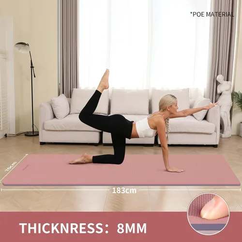 Miniatura 3 de Tapete de yoga extra grueso de 0.315 pulgadas, 72 x 28 pulgadas, tapete de ejercicio antideslizante, reversible de 2 lados de doble