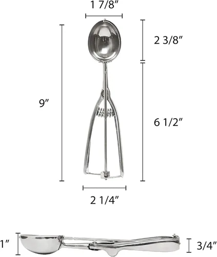 Miniatura 5 de TrueCraftware - Cuchara ovalada de 1-1/2 oz con mango de agarre doble de acero inoxidable - Cuchara de galletas para hornear cucharas de galletas