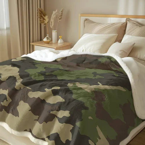 Miniatura 2 de Sleepwish Manta de forro polar de camuflaje caqui militar para niños y niños, manta sherpa de camuflaje militar suave para sofá y silla