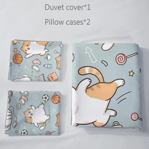 Miniatura 5 de AILONEN Hobby Cat Twin Duvet Cover Set 3 Piece, Blue Sports Art Bedding Pack, Cupcake Ball Microfiber Shell, 2 Pillowcases