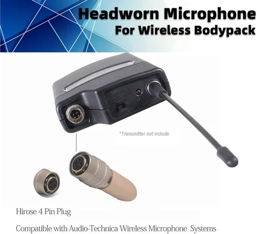 Miniatura 3 de Micrófono para auriculares discretos con micrófono para audio Technica Wireless System Bodypack Transmisor, ideal para conferencias, actuación
