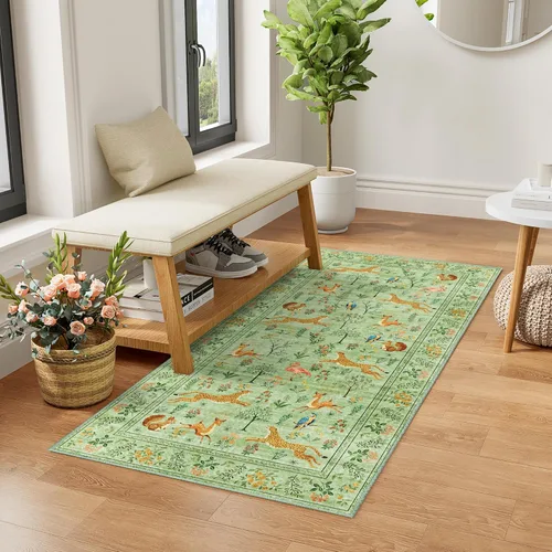 Miniatura 41 de DUKINO Alfombra de área de 6 x 9 pies, alfombra floral para sala de estar, ligera, antideslizante, lavable, alfombra de interior de pelo bajo