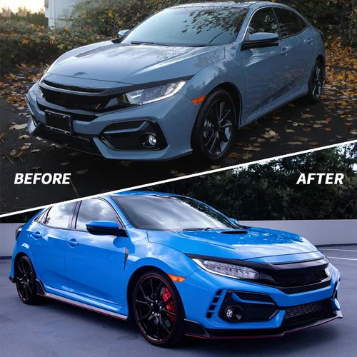 Miniatura 4 de VLAND Lámpara frontal LED compatible con Honda Civic 2016-2021 Sedán/Coupe/Hatchback/Tipo R con iluminación de respiración azul de arranque con Luz