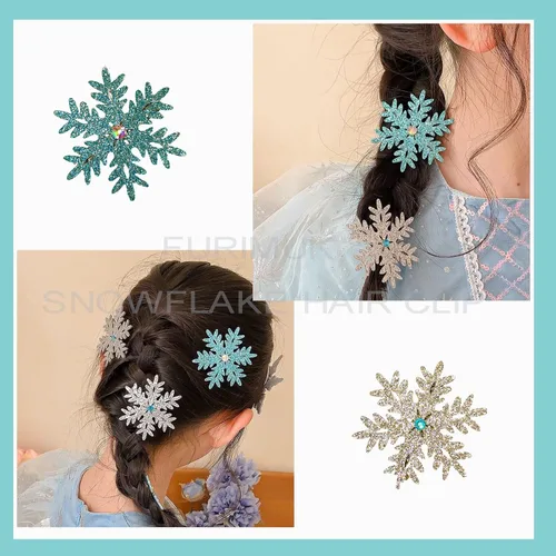 Miniatura 2 de Accesorios para el cabello de princesa: pasadores, lazos y horquillas de copo de nieve con purpurina para mujeres y niñas, regalos de fiesta