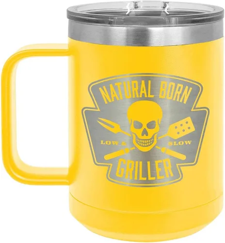 Miniatura 11 de Natural Born Griller RED 15 oz Coffee Cup w/Slide Top Lid Insulated Travel Coffee Mug BBQ & Grilling Gift Idea For Men Who Have Everything, Dad