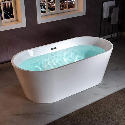 Miniatura 5 de WOODBRIDGE Bañera de remojo acílica independiente de 67 pulgadas con blanco, drenaje y desbordamiento en Matte, BTA1513-MB-Drain &O+ almohada, negro