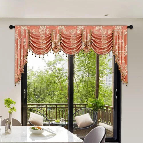 Miniatura 13 de ELKCA - Cenefa de cascada de tejido jacquard para dormitorio, cenefa de cortina de lujo para sala de estar