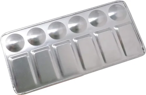 Miniatura 3 de Honbay Paleta de mezcla de pintura metálica rectangular para artista, bandeja de pintura para manualidades, pintura artística profesional, 2 uds