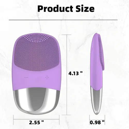 Miniatura 2 de MEGAN Cepillo de limpieza facial, limpiador facial de silicona eléctrico recargable por USB, masajeador facial sónico impermeable IPX7, cepillo