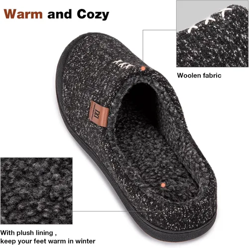 Miniatura 4 de MERRIMAC Pantuflas cómodas de espuma viscoelástica para hombre para interiores y exteriores, antideslizantes, con espalda abierta