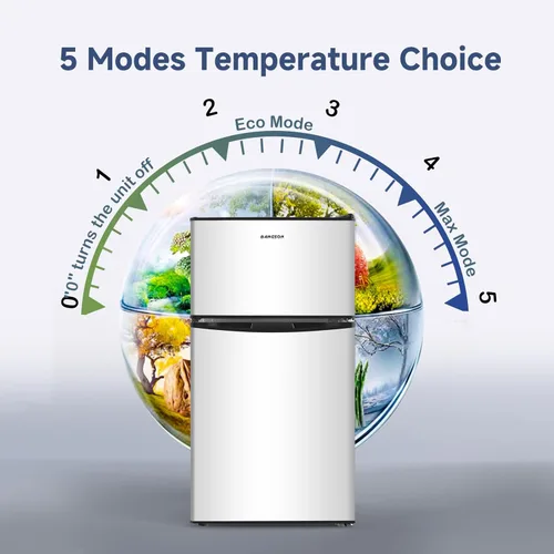 Miniatura 3 de BANGSON Mini refrigerador de 3.2 pies cúbicos con congelador, refrigerador pequeño de oficina de 2 puertas, refrigerador compacto silencioso