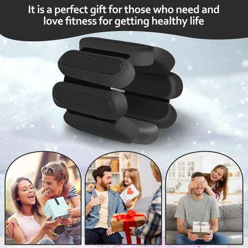 Miniatura 3 de Juego de 2 pesas ajustables para muñeca y tobillo (1 libra cada una), pulseras de peso de silicona de alta calidad, para yoga, pilates, Negro
