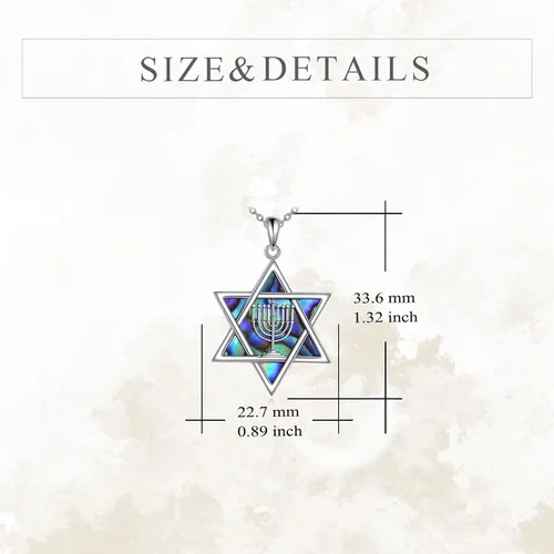 Miniatura 42 de YFN Collar de estrella de David de plata de ley, concha de abulón, árbol de la vida, joyería judía, regalos para mujeres y hombres