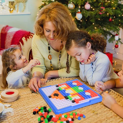Miniatura 3 de ZOZOPLAY Rompecabezas de mosaico para niños, 490 bloques de construcción, kit educativo con 6 dibujos de montaje, juguetes STEM para niños de más