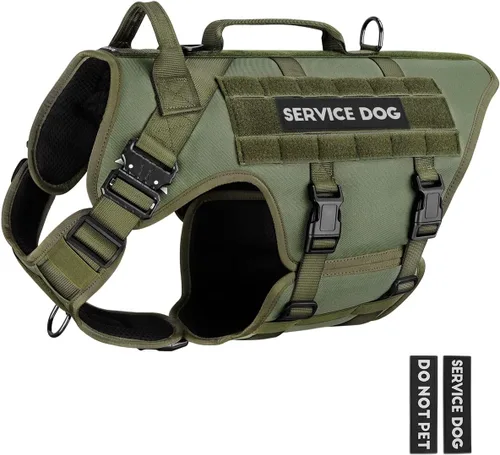 Miniatura 10 de Arnés táctico para perros - PETNANNY Chaleco para perro de servicio para perros grandes Cobertura corporal completa en arnés para perros de Rosa