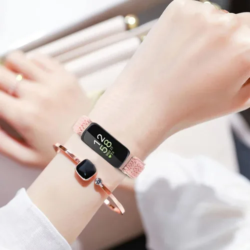 Miniatura 6 de Paquete de 3 bandas elásticas de nailon compatibles con Fitbit Inspire 3/Inspire 2/Inspire HR/Inspire, correa deportiva de repuesto ajustable Bling