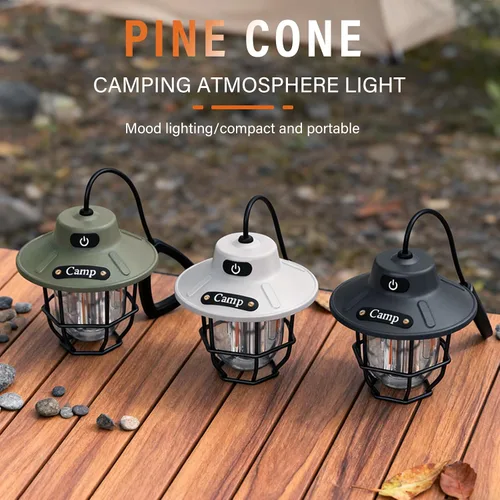 Miniatura 2 de Linterna de campamento de 1200 lúmenes, luz LED recargable con 4 modos de luz, linterna portátil USB al aire libre para campamento, senderismo