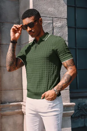 Miniatura 4 de PJ PAUL JONES Polo de punto para hombre de manga corta con cremallera de un cuarto