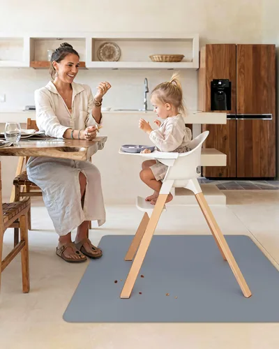 Miniatura 4 de Blissful Diary Tapete para salpicaduras de bebé para debajo de la silla alta, 50.4 x 50.4 pulgadas, tapete lavable para salpicaduras, impermeable