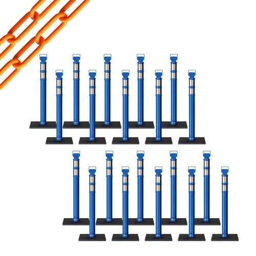 Miniatura 54 de Trafford Industrial - Juego de 20 postes de delineador de 45 pulgadas, collares reflectantes de 3 pulgadas, base de goma de 10 libras