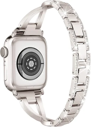 Miniatura 3 de Wipalor Dressy X - Correa para Apple Watch de 1.61, 1.57 y 1.49 pulgadas, para mujer, correa de metal con diamantes brillantes para mujer, correa