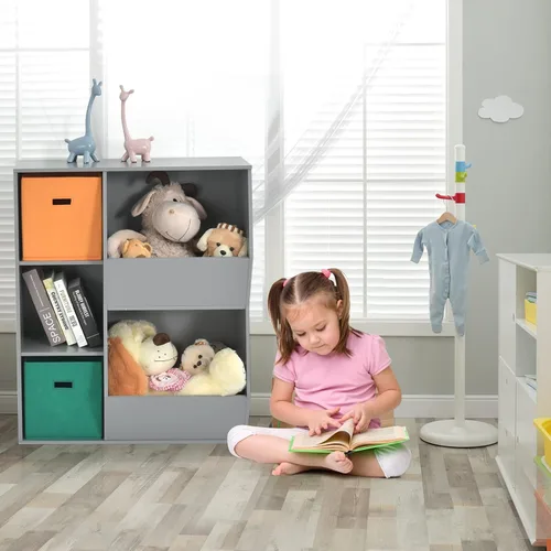 Miniatura 7 de Costzon Organizador de almacenamiento de juguetes para niños con 5 cubículos, estantería para niños y contenedores de almacenamiento de juguetes