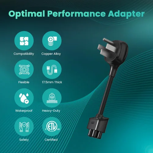 Miniatura 2 de Adaptador NEMA 14-50 para cargador portátil Tesla Gen 2 EV - Conéctate a una toma de corriente de 240 V a 32 A, 10 pulgadas de longitud, compatible