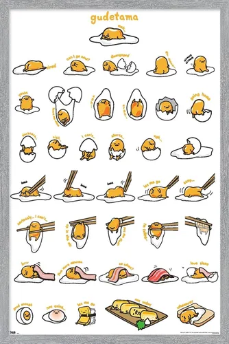 Miniatura 18 de Trends International - Póster de Gudetama con diseño de cuadrícula, para pared, 14.725 x 22.375 pulgadas, versión con marco de madera tipo granero