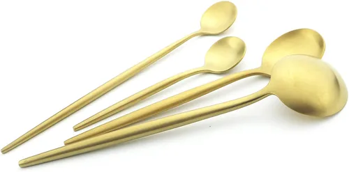 Miniatura 3 de Cuchara de mango largo, agitadores de café dorado mate, cuchara de té helado de 7.87 pulgadas, cucharadita de acero inoxidable 18/10 prémium