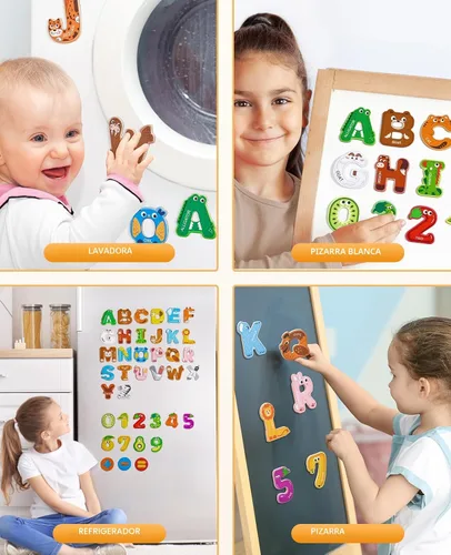 Miniatura 6 de JoyCat Imanes de Alfabeto de Madera Gruesos para Niños Pequeños Nevera Tamaño Grande Lindo Animal Colorido Letras Magnéticas ABC 26 Letras