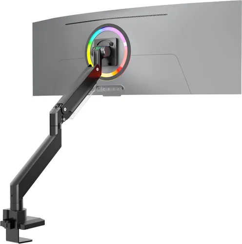 ONKRON Brazo de monitor resistente para pantallas de 17-57 pulgadas de hasta 59.4 libras, soporte de pantalla ultraancho con resorte de gas Negro