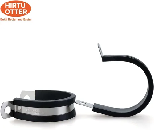 Miniatura 4 de 10 abrazaderas de cable de acero inoxidable 304 de 2 pulgadas con cojín recubierto de goma, abrazaderas de alambre aisladas para instalación