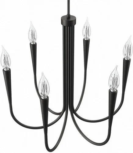 Miniatura 5 de Modway Penrose - Lámpara de araña de 6 luces, color negro, 25 x 25 x 72 pulgadas