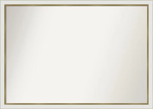 Miniatura 367 de Amanti Art Espejo de baño blanco para sobre el fregadero, 30 x 35 pulgadas, espejo de tocador rectangular estrecho de Eva de oro blanco, marco