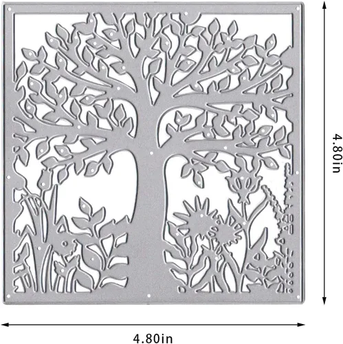 Miniatura 2 de Estivaux Troqueles de marco de árbol para hacer tarjetas, árboles, hojas, flores, juegos de troqueles de corte de marco cuadrado, plantillas