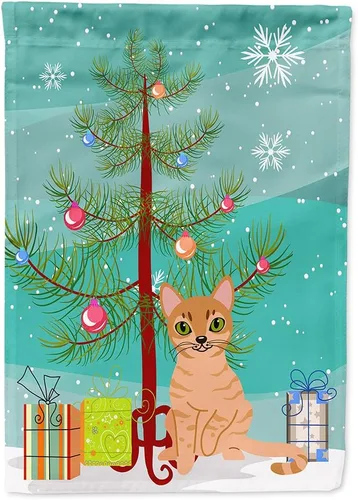 Miniatura 11 de Caroline's Treasures BB4411GF Bandera de jardín con diseño de gato abisinio con texto en inglés "Merry Christmas" para jardín, bandera decorativa